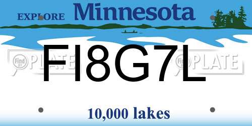 FI8G7L Minnesota License Plate