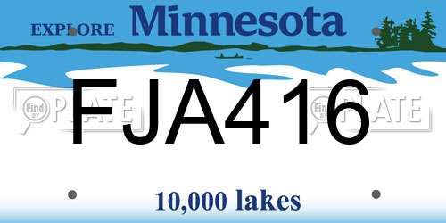 FJA416 Minnesota License Plate