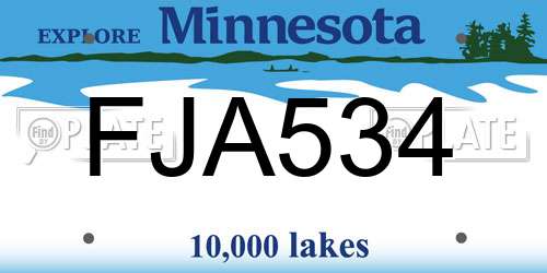 FJA534 Minnesota License Plate