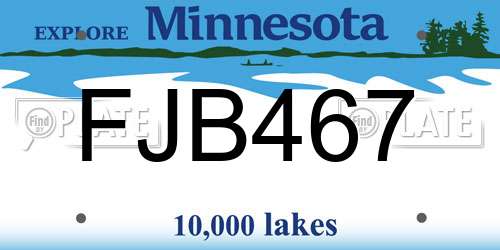 FJB467 Minnesota License Plate