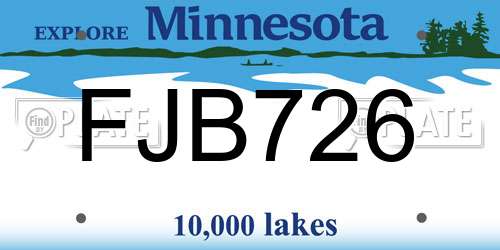 FJB726 Minnesota License Plate