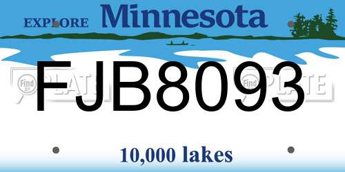 FJB8093 Minnesota License Plate