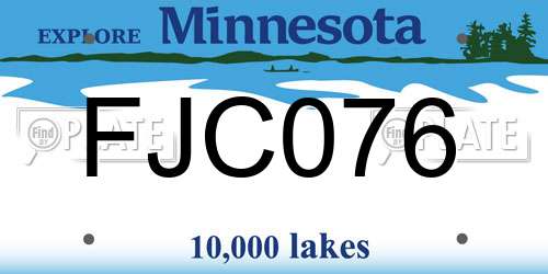 FJC076 Minnesota License Plate