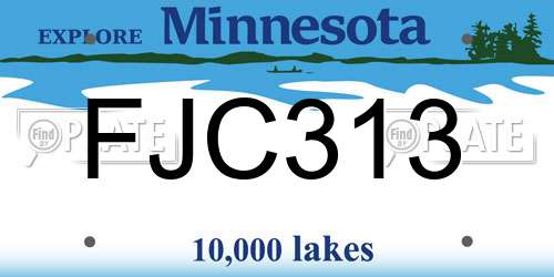 FJC313 Minnesota License Plate