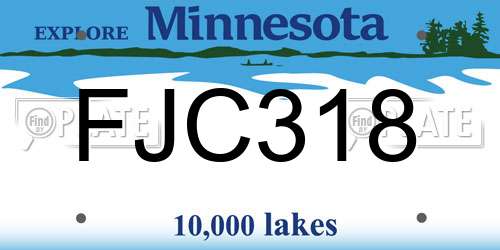 FJC318 Minnesota License Plate