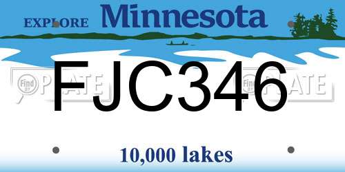 FJC346 Minnesota License Plate