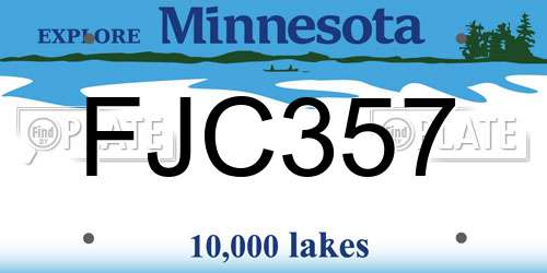 FJC357 Minnesota License Plate