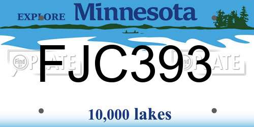 FJC393 Minnesota License Plate