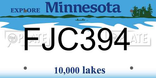 FJC394 Minnesota License Plate