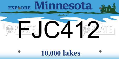 FJC412 Minnesota License Plate