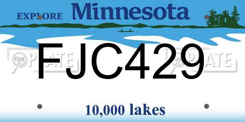 FJC429 Minnesota License Plate