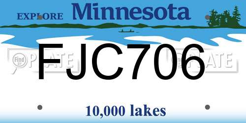 FJC706 Minnesota License Plate