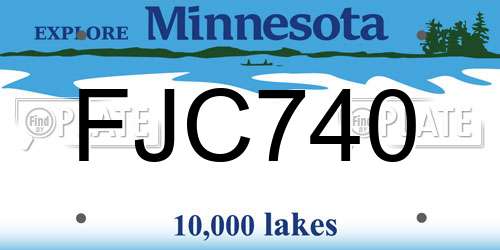 FJC740 Minnesota License Plate