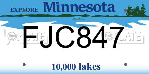 FJC847 Minnesota License Plate