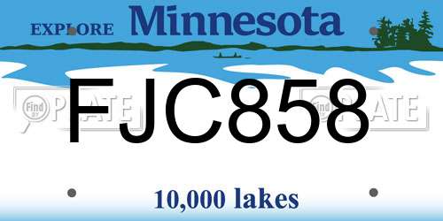 FJC858 Minnesota License Plate