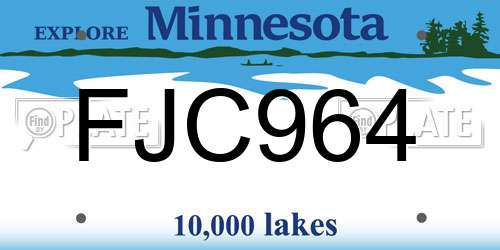 FJC964 Minnesota License Plate