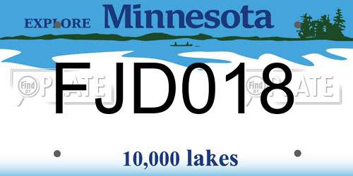 FJD018 Minnesota License Plate