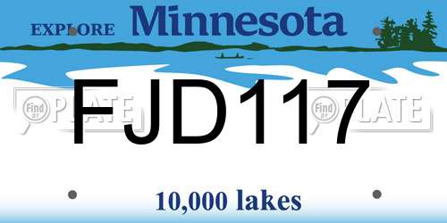 FJD117 Minnesota License Plate