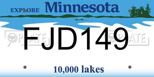 FJD149 Minnesota License Plate