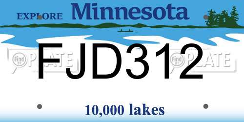 FJD312 Minnesota License Plate