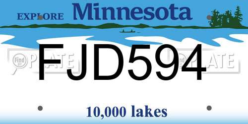 FJD594 Minnesota License Plate