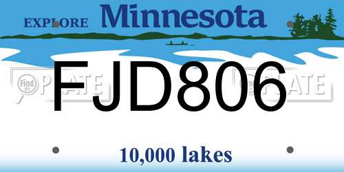 FJD806 Minnesota License Plate