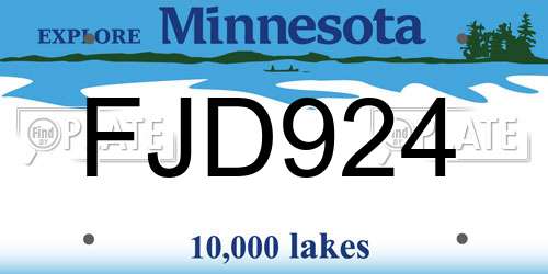 FJD924 Minnesota License Plate