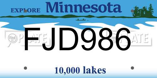 FJD986 Minnesota License Plate