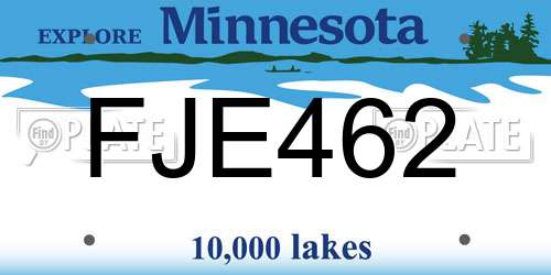 FJE462 Minnesota License Plate