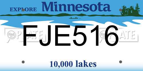 FJE516 Minnesota License Plate