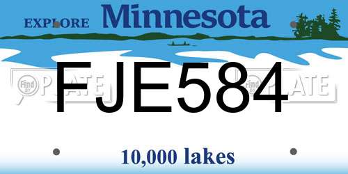 FJE584 Minnesota License Plate