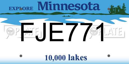 FJE771 Minnesota License Plate
