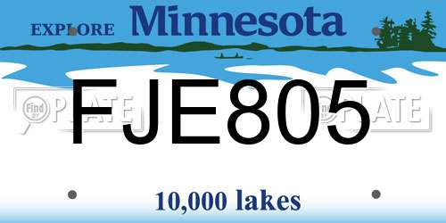 FJE805 Minnesota License Plate