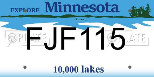 FJF115 Minnesota License Plate