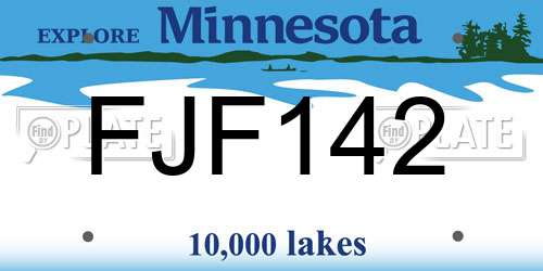 FJF142 Minnesota License Plate