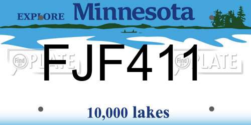 FJF411 Minnesota License Plate