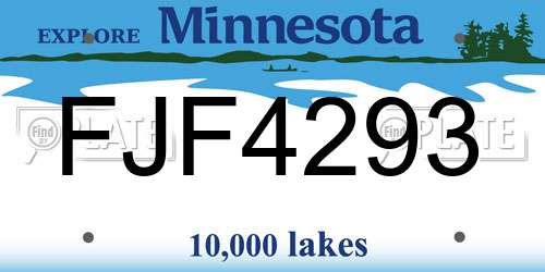 FJF4293 Minnesota License Plate