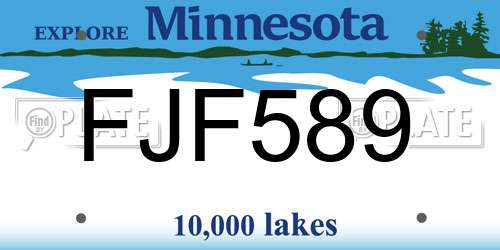 FJF589 Minnesota License Plate