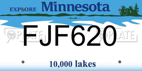 FJF620 Minnesota License Plate