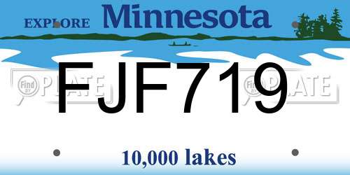 FJF719 Minnesota License Plate