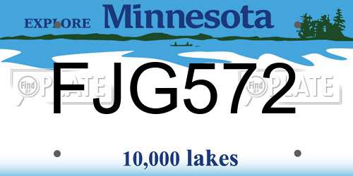FJG572 Minnesota License Plate