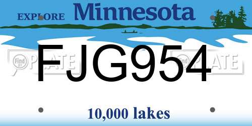FJG954 Minnesota License Plate