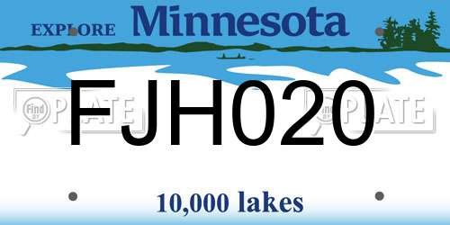 FJH020 Minnesota License Plate