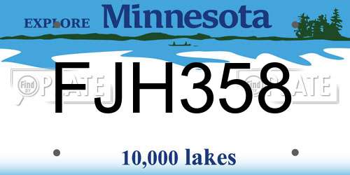 FJH358 Minnesota License Plate