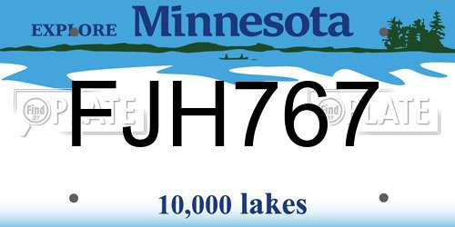 FJH767 Minnesota License Plate