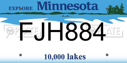 FJH884 Minnesota License Plate