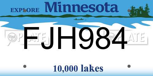 FJH984 Minnesota License Plate