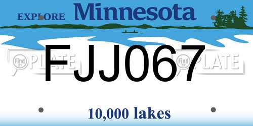 FJJ067 Minnesota License Plate