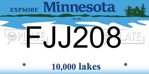 FJJ208 Minnesota License Plate