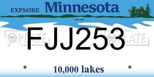 FJJ253 Minnesota License Plate